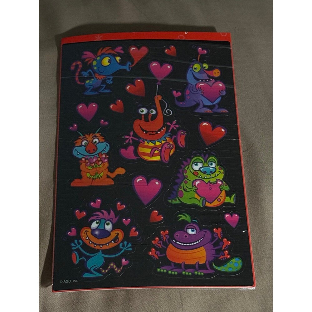 Vintage 90s AGC American Greetings Valentine Monster Heart Sticker Sheet Sealed
